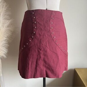 M Missoni Burgundy Red Studded Mini Skirt